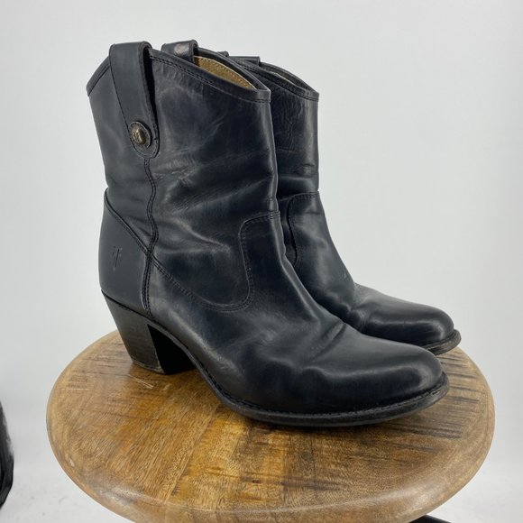 Frye Jackie button boho black leather boots - Picture 1 of 15